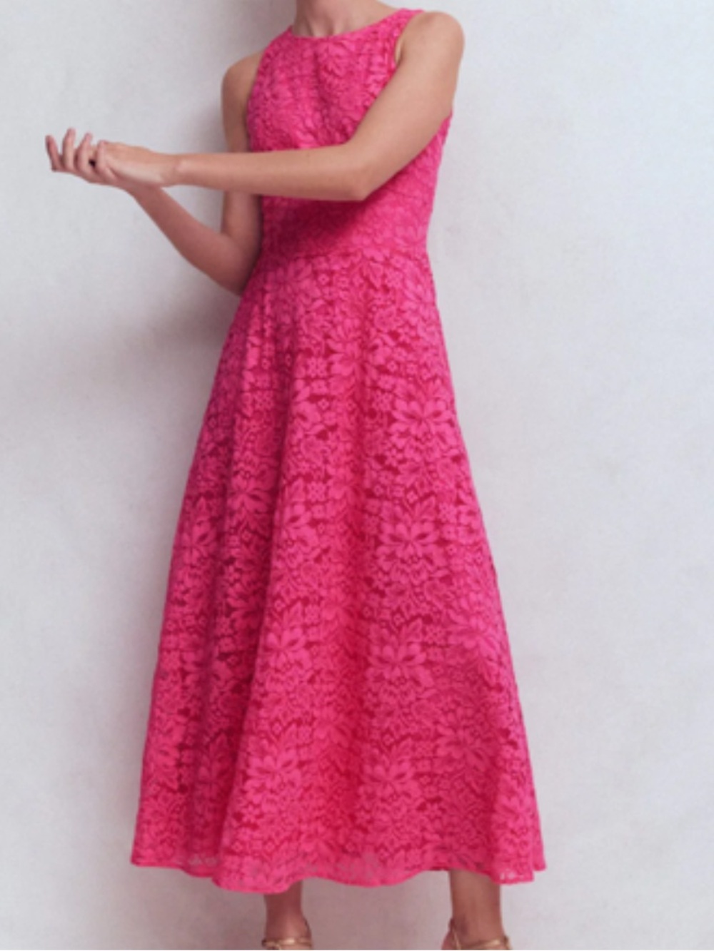 Boden Silvia Boned Bodice Maxi Dress Women’s Pink Punch Lace Size 6R